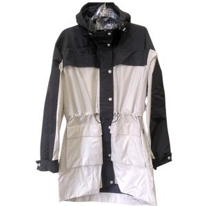 Chanel parka black and light gray coat jacket size 36